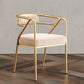Glam Style Indoor Arm Chair Open Back 21.65" Wide Dining Chair Beige 1 Piece Brass Gold Clearhalo 'Dining Chairs' 'Dining Tables & Seating' 'dining_chair' 'furn' 'furn_dining_chair' 'Furniture' 'furniture_dining_chair' 'Kitchen & Dining Furniture' 4962735