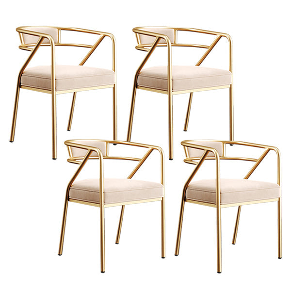 Glam Style Indoor Arm Chair Open Back 21.65" Wide Dining Chair Beige 4 Piece Set Brass Gold Clearhalo 'Dining Chairs' 'Dining Tables & Seating' 'dining_chair' 'furn' 'furn_dining_chair' 'Furniture' 'furniture_dining_chair' 'Kitchen & Dining Furniture' 4962737