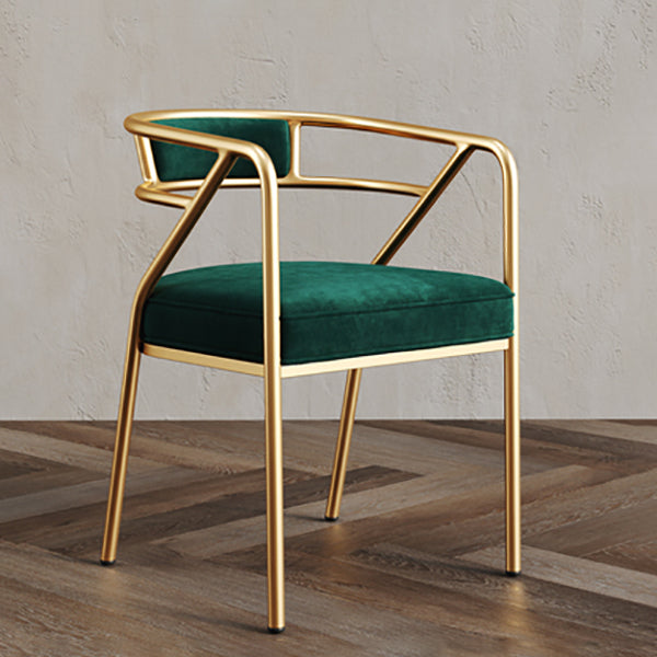 Glam Style Indoor Arm Chair Open Back 21.65" Wide Dining Chair Dark Green 1 Piece Brass Gold Clearhalo 'Dining Chairs' 'Dining Tables & Seating' 'dining_chair' 'furn' 'furn_dining_chair' 'Furniture' 'furniture_dining_chair' 'Kitchen & Dining Furniture' 4962738