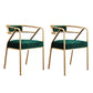 Glam Style Indoor Arm Chair Open Back 21.65" Wide Dining Chair Dark Green 2 Piece Set Brass Gold Clearhalo 'Dining Chairs' 'Dining Tables & Seating' 'dining_chair' 'furn' 'furn_dining_chair' 'Furniture' 'furniture_dining_chair' 'Kitchen & Dining Furniture' 4962739