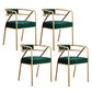 Glam Style Indoor Arm Chair Open Back 21.65" Wide Dining Chair Dark Green 4 Piece Set Brass Gold Clearhalo 'Dining Chairs' 'Dining Tables & Seating' 'dining_chair' 'furn' 'furn_dining_chair' 'Furniture' 'furniture_dining_chair' 'Kitchen & Dining Furniture' 4962740