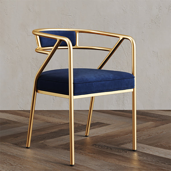 Glam Style Indoor Arm Chair Open Back 21.65" Wide Dining Chair Blue 1 Piece Brass Gold Clearhalo 'Dining Chairs' 'Dining Tables & Seating' 'dining_chair' 'furn' 'furn_dining_chair' 'Furniture' 'furniture_dining_chair' 'Kitchen & Dining Furniture' 4962741