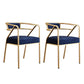 Glam Style Indoor Arm Chair Open Back 21.65" Wide Dining Chair Blue 2 Piece Set Brass Gold Clearhalo 'Dining Chairs' 'Dining Tables & Seating' 'dining_chair' 'furn' 'furn_dining_chair' 'Furniture' 'furniture_dining_chair' 'Kitchen & Dining Furniture' 4962742