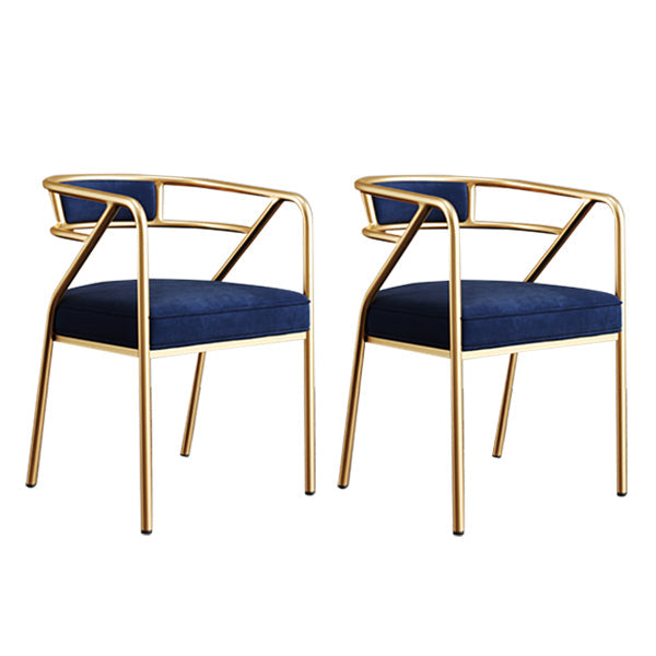 Glam Style Indoor Arm Chair Open Back 21.65" Wide Dining Chair Blue 2 Piece Set Brass Gold Clearhalo 'Dining Chairs' 'Dining Tables & Seating' 'dining_chair' 'furn' 'furn_dining_chair' 'Furniture' 'furniture_dining_chair' 'Kitchen & Dining Furniture' 4962742