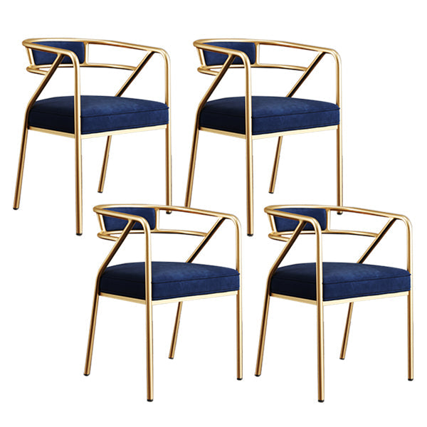 Glam Style Indoor Arm Chair Open Back 21.65" Wide Dining Chair Blue 4 Piece Set Brass Gold Clearhalo 'Dining Chairs' 'Dining Tables & Seating' 'dining_chair' 'furn' 'furn_dining_chair' 'Furniture' 'furniture_dining_chair' 'Kitchen & Dining Furniture' 4962743