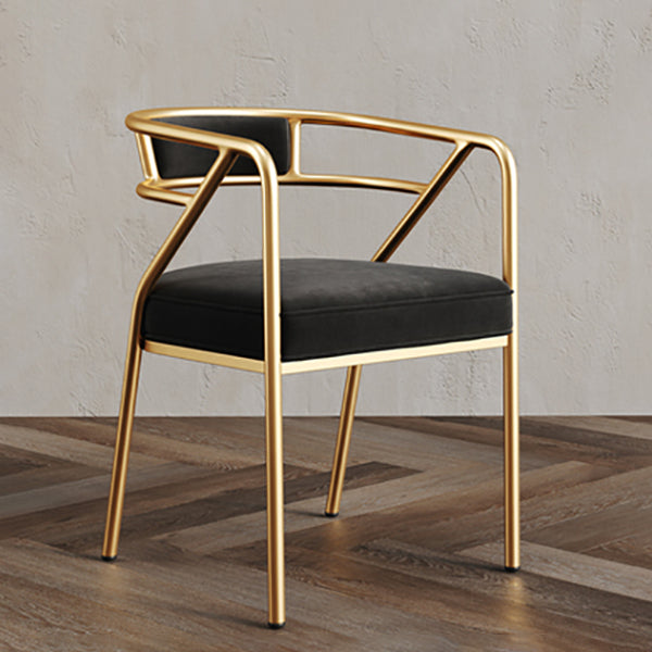 Glam Style Indoor Arm Chair Open Back 21.65" Wide Dining Chair Matt Black 1 Piece Brass Gold Clearhalo 'Dining Chairs' 'Dining Tables & Seating' 'dining_chair' 'furn' 'furn_dining_chair' 'Furniture' 'furniture_dining_chair' 'Kitchen & Dining Furniture' 4962744