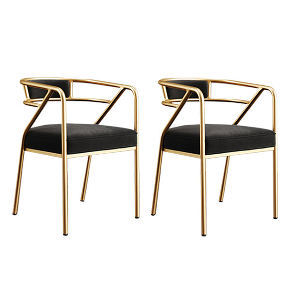 Glam Style Indoor Arm Chair Open Back 21.65" Wide Dining Chair Matt Black 2 Piece Set Brass Gold Clearhalo 'Dining Chairs' 'Dining Tables & Seating' 'dining_chair' 'furn' 'furn_dining_chair' 'Furniture' 'furniture_dining_chair' 'Kitchen & Dining Furniture' 4962745