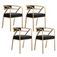 Glam Style Indoor Arm Chair Open Back 21.65" Wide Dining Chair Matt Black 4 Piece Set Brass Gold Clearhalo 'Dining Chairs' 'Dining Tables & Seating' 'dining_chair' 'furn' 'furn_dining_chair' 'Furniture' 'furniture_dining_chair' 'Kitchen & Dining Furniture' 4962746