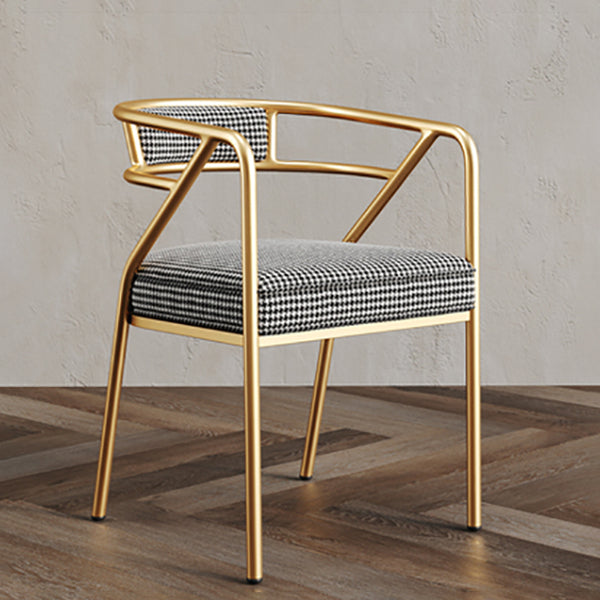 Glam Style Indoor Arm Chair Open Back 21.65" Wide Dining Chair Black White 1 Piece Brass Gold Clearhalo 'Dining Chairs' 'Dining Tables & Seating' 'dining_chair' 'furn' 'furn_dining_chair' 'Furniture' 'furniture_dining_chair' 'Kitchen & Dining Furniture' 4962747