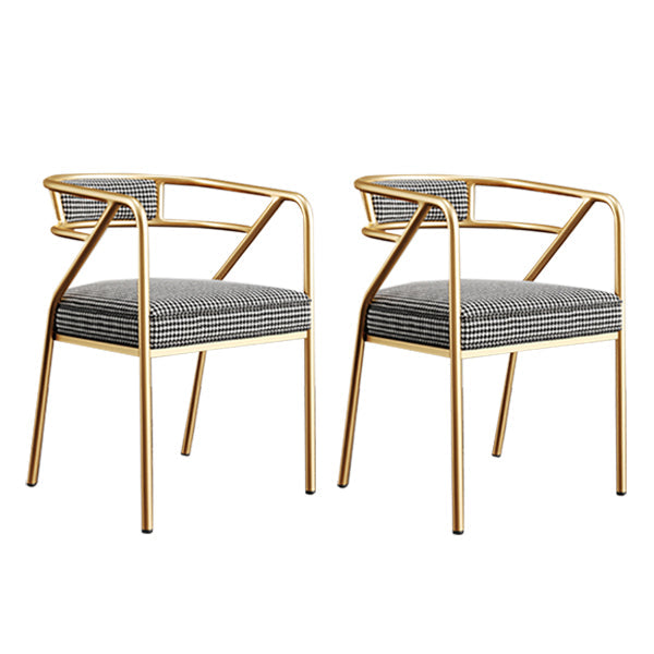 Glam Style Indoor Arm Chair Open Back 21.65" Wide Dining Chair Black White 2 Piece Set Brass Gold Clearhalo 'Dining Chairs' 'Dining Tables & Seating' 'dining_chair' 'furn' 'furn_dining_chair' 'Furniture' 'furniture_dining_chair' 'Kitchen & Dining Furniture' 4962748