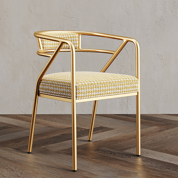 Glam Style Indoor Arm Chair Open Back 21.65" Wide Dining Chair Yellow 1 Piece Brass Gold Clearhalo 'Dining Chairs' 'Dining Tables & Seating' 'dining_chair' 'furn' 'furn_dining_chair' 'Furniture' 'furniture_dining_chair' 'Kitchen & Dining Furniture' 4962750