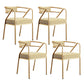 Glam Style Indoor Arm Chair Open Back 21.65" Wide Dining Chair Yellow 4 Piece Set Brass Gold Clearhalo 'Dining Chairs' 'Dining Tables & Seating' 'dining_chair' 'furn' 'furn_dining_chair' 'Furniture' 'furniture_dining_chair' 'Kitchen & Dining Furniture' 4962752
