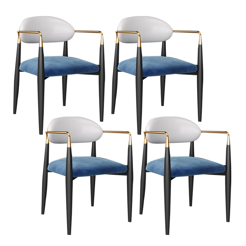 Arm Dining Chairs Modern Faux Leather Side Chairs for Dining Room White-Blue 4 Piece Set Clearhalo 'Dining Chairs' 'Dining Tables & Seating' 'dining_chair' 'furn' 'furn_dining_chair' 'Furniture' 'furniture_dining_chair' 'Kitchen & Dining Furniture' 4962758