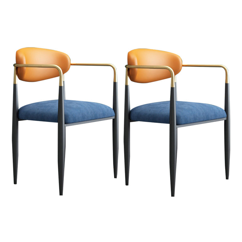 Arm Dining Chairs Modern Faux Leather Side Chairs for Dining Room Blue-Orange 2 Piece Set Clearhalo 'Dining Chairs' 'Dining Tables & Seating' 'dining_chair' 'furn' 'furn_dining_chair' 'Furniture' 'furniture_dining_chair' 'Kitchen & Dining Furniture' 4962760