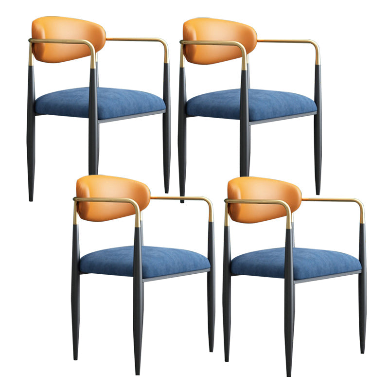 Arm Dining Chairs Modern Faux Leather Side Chairs for Dining Room Blue-Orange 4 Piece Set Clearhalo 'Dining Chairs' 'Dining Tables & Seating' 'dining_chair' 'furn' 'furn_dining_chair' 'Furniture' 'furniture_dining_chair' 'Kitchen & Dining Furniture' 4962762