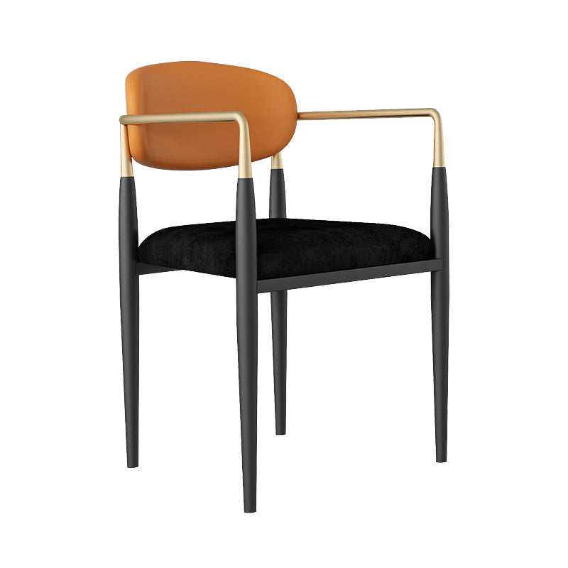 Arm Dining Chairs Modern Faux Leather Side Chairs for Dining Room Black-Orange 1 Piece Clearhalo 'Dining Chairs' 'Dining Tables & Seating' 'dining_chair' 'furn' 'furn_dining_chair' 'Furniture' 'furniture_dining_chair' 'Kitchen & Dining Furniture' 4962770