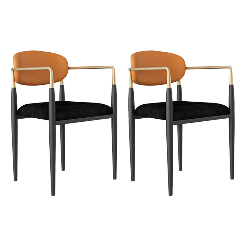 Arm Dining Chairs Modern Faux Leather Side Chairs for Dining Room Black-Orange 2 Piece Set Clearhalo 'Dining Chairs' 'Dining Tables & Seating' 'dining_chair' 'furn' 'furn_dining_chair' 'Furniture' 'furniture_dining_chair' 'Kitchen & Dining Furniture' 4962772