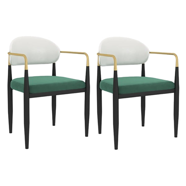 Arm Dining Chairs Modern Faux Leather Side Chairs for Dining Room White-Green 2 Piece Set Clearhalo 'Dining Chairs' 'Dining Tables & Seating' 'dining_chair' 'furn' 'furn_dining_chair' 'Furniture' 'furniture_dining_chair' 'Kitchen & Dining Furniture' 4962778