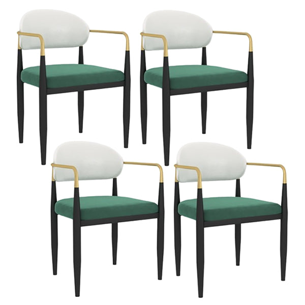 Arm Dining Chairs Modern Faux Leather Side Chairs for Dining Room White-Green 4 Piece Set Clearhalo 'Dining Chairs' 'Dining Tables & Seating' 'dining_chair' 'furn' 'furn_dining_chair' 'Furniture' 'furniture_dining_chair' 'Kitchen & Dining Furniture' 4962779