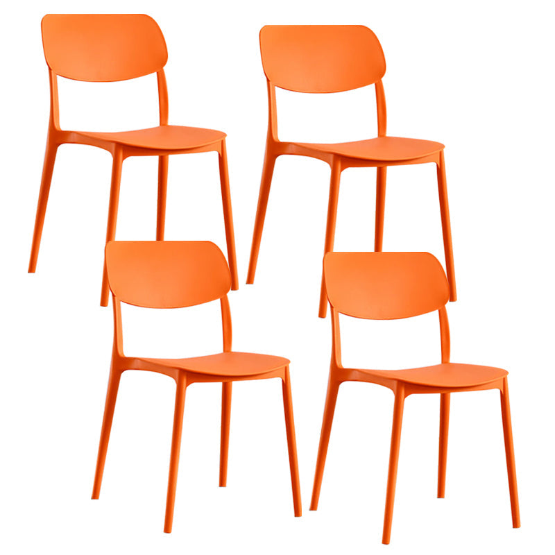 Scandinavian Plastic Side Chair Dining Kitchen Room Open Back Chair Orange 4 Piece Set Clearhalo 'Dining Chairs' 'Dining Tables & Seating' 'dining_chair' 'furn' 'furn_dining_chair' 'Furniture' 'furniture_dining_chair' 'Kitchen & Dining Furniture' 4962784