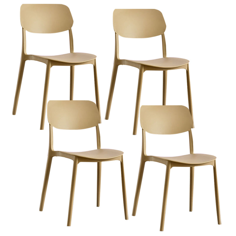 Scandinavian Plastic Side Chair Dining Kitchen Room Open Back Chair Camel 4 Piece Set Clearhalo 'Dining Chairs' 'Dining Tables & Seating' 'dining_chair' 'furn' 'furn_dining_chair' 'Furniture' 'furniture_dining_chair' 'Kitchen & Dining Furniture' 4962786