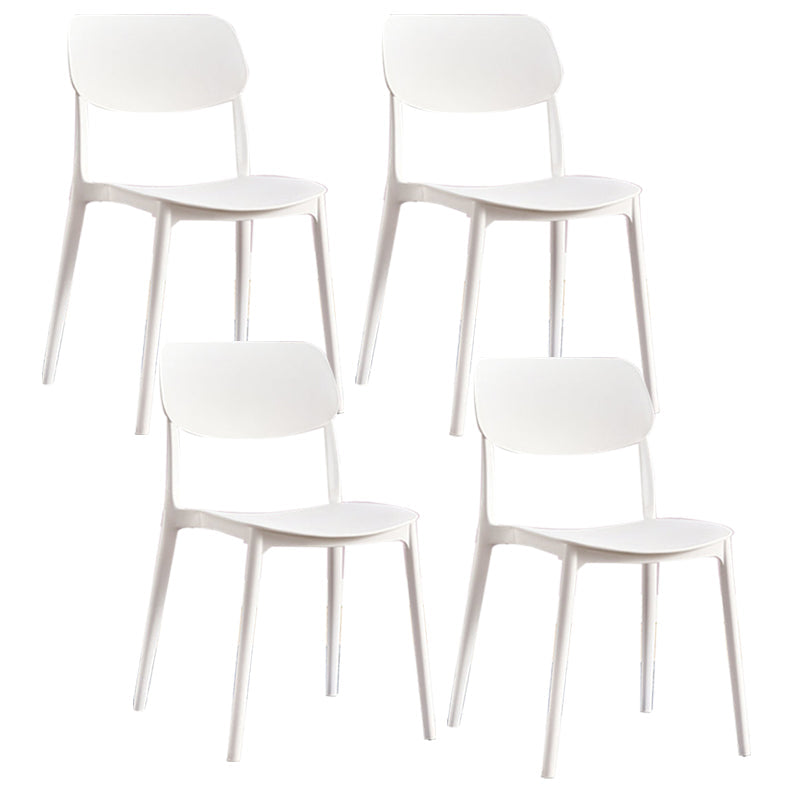 Scandinavian Plastic Side Chair Dining Kitchen Room Open Back Chair White 4 Piece Set Clearhalo 'Dining Chairs' 'Dining Tables & Seating' 'dining_chair' 'furn' 'furn_dining_chair' 'Furniture' 'furniture_dining_chair' 'Kitchen & Dining Furniture' 4962788