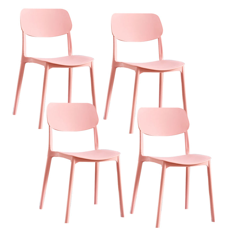 Scandinavian Plastic Side Chair Dining Kitchen Room Open Back Chair Pink 4 Piece Set Clearhalo 'Dining Chairs' 'Dining Tables & Seating' 'dining_chair' 'furn' 'furn_dining_chair' 'Furniture' 'furniture_dining_chair' 'Kitchen & Dining Furniture' 4962789
