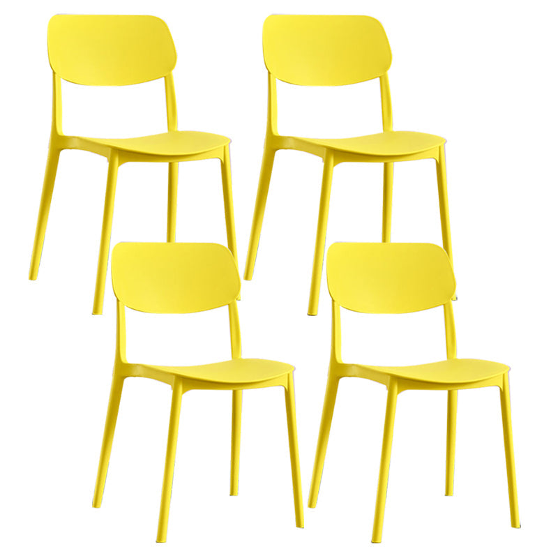 Scandinavian Plastic Side Chair Dining Kitchen Room Open Back Chair Yellow 4 Piece Set Clearhalo 'Dining Chairs' 'Dining Tables & Seating' 'dining_chair' 'furn' 'furn_dining_chair' 'Furniture' 'furniture_dining_chair' 'Kitchen & Dining Furniture' 4962791