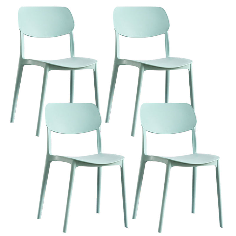 Scandinavian Plastic Side Chair Dining Kitchen Room Open Back Chair Light Blue 4 Piece Set Clearhalo 'Dining Chairs' 'Dining Tables & Seating' 'dining_chair' 'furn' 'furn_dining_chair' 'Furniture' 'furniture_dining_chair' 'Kitchen & Dining Furniture' 4962793