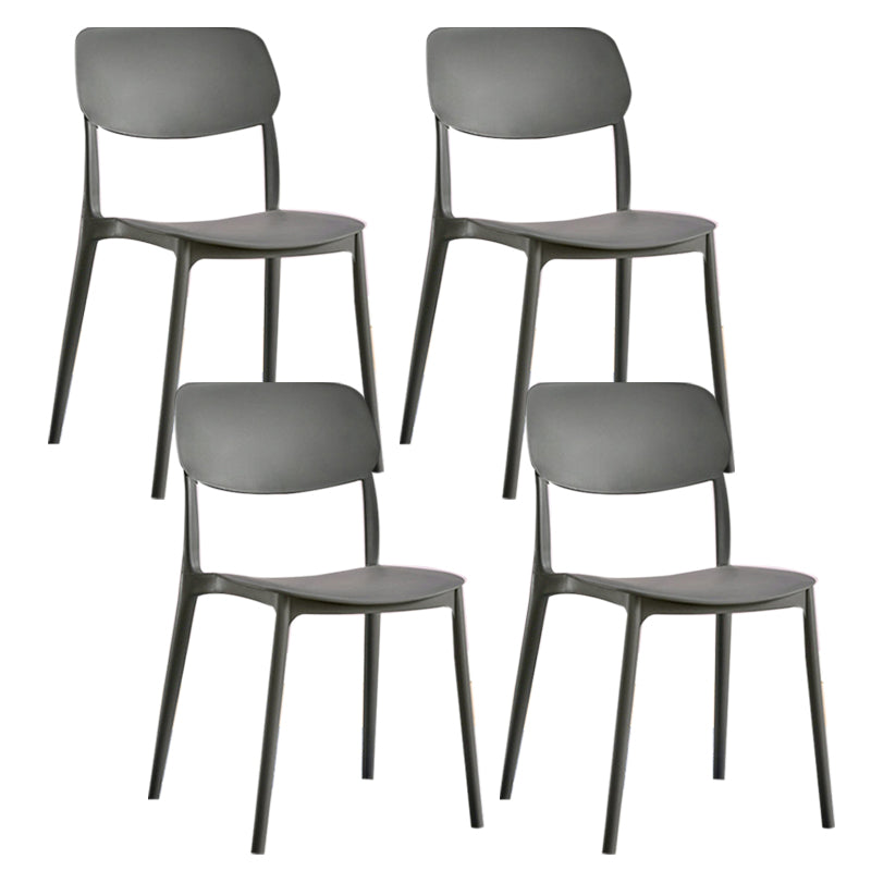 Scandinavian Plastic Side Chair Dining Kitchen Room Open Back Chair Grey 4 Piece Set Clearhalo 'Dining Chairs' 'Dining Tables & Seating' 'dining_chair' 'furn' 'furn_dining_chair' 'Furniture' 'furniture_dining_chair' 'Kitchen & Dining Furniture' 4962795