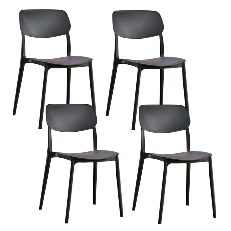 Scandinavian Plastic Side Chair Dining Kitchen Room Open Back Chair Black 4 Piece Set Clearhalo 'Dining Chairs' 'Dining Tables & Seating' 'dining_chair' 'furn' 'furn_dining_chair' 'Furniture' 'furniture_dining_chair' 'Kitchen & Dining Furniture' 4962797