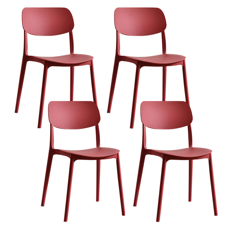 Scandinavian Plastic Side Chair Dining Kitchen Room Open Back Chair Red 4 Piece Set Clearhalo 'Dining Chairs' 'Dining Tables & Seating' 'dining_chair' 'furn' 'furn_dining_chair' 'Furniture' 'furniture_dining_chair' 'Kitchen & Dining Furniture' 4962799