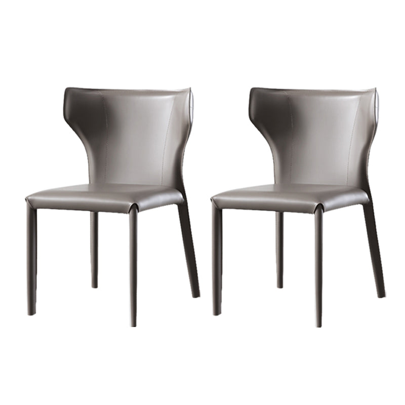 Armless Dining Chairs Modern Leather Wingback Side Chairs for Dining Room Grey 2 Piece Set Clearhalo 'Dining Chairs' 'Dining Tables & Seating' 'dining_chair' 'furn' 'furn_dining_chair' 'Furniture' 'furniture_dining_chair' 'Kitchen & Dining Furniture' 4962805