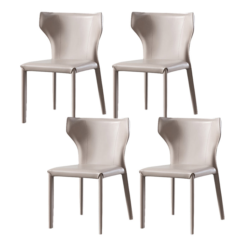 Armless Dining Chairs Modern Leather Wingback Side Chairs for Dining Room Light Gray 4 Piece Set Clearhalo 'Dining Chairs' 'Dining Tables & Seating' 'dining_chair' 'furn' 'furn_dining_chair' 'Furniture' 'furniture_dining_chair' 'Kitchen & Dining Furniture' 4962814