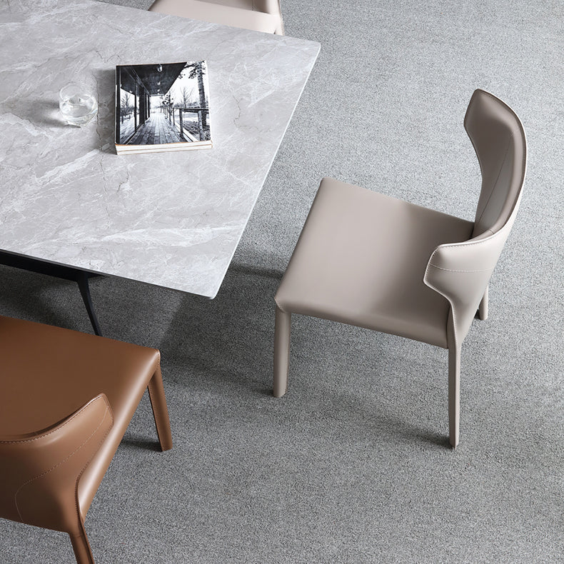 Armless Dining Chairs Modern Leather Wingback Side Chairs for Dining Room Clearhalo 'Dining Chairs' 'Dining Tables & Seating' 'dining_chair' 'furn' 'furn_dining_chair' 'Furniture' 'furniture_dining_chair' 'Kitchen & Dining Furniture' 4962821