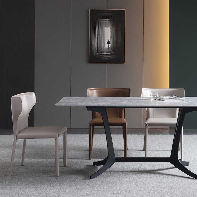 Armless Dining Chairs Modern Leather Wingback Side Chairs for Dining Room Clearhalo 'Dining Chairs' 'Dining Tables & Seating' 'dining_chair' 'furn' 'furn_dining_chair' 'Furniture' 'furniture_dining_chair' 'Kitchen & Dining Furniture' 4962822