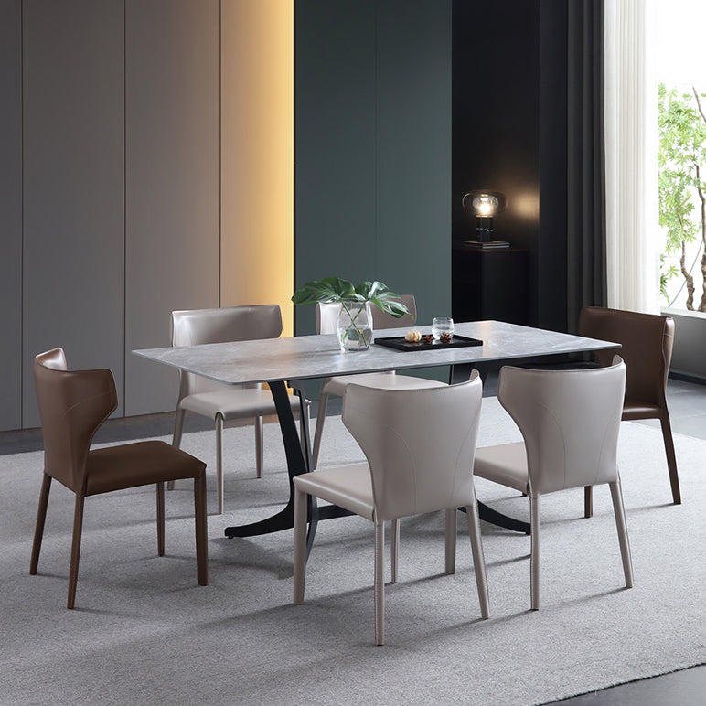 Armless Dining Chairs Modern Leather Wingback Side Chairs for Dining Room Clearhalo 'Dining Chairs' 'Dining Tables & Seating' 'dining_chair' 'furn' 'furn_dining_chair' 'Furniture' 'furniture_dining_chair' 'Kitchen & Dining Furniture' 4962823