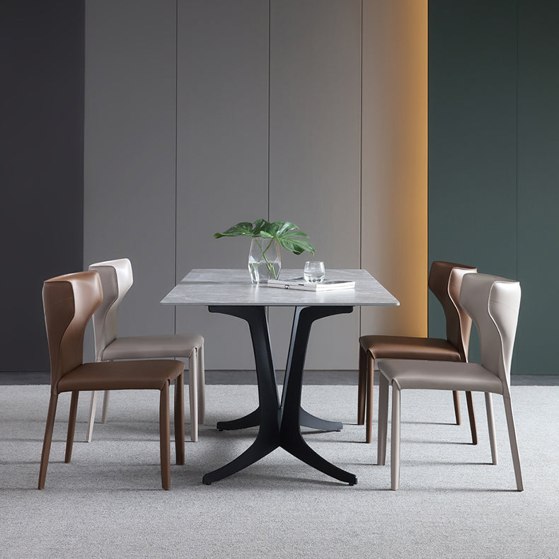 Armless Dining Chairs Modern Leather Wingback Side Chairs for Dining Room Clearhalo 'Dining Chairs' 'Dining Tables & Seating' 'dining_chair' 'furn' 'furn_dining_chair' 'Furniture' 'furniture_dining_chair' 'Kitchen & Dining Furniture' 4962825