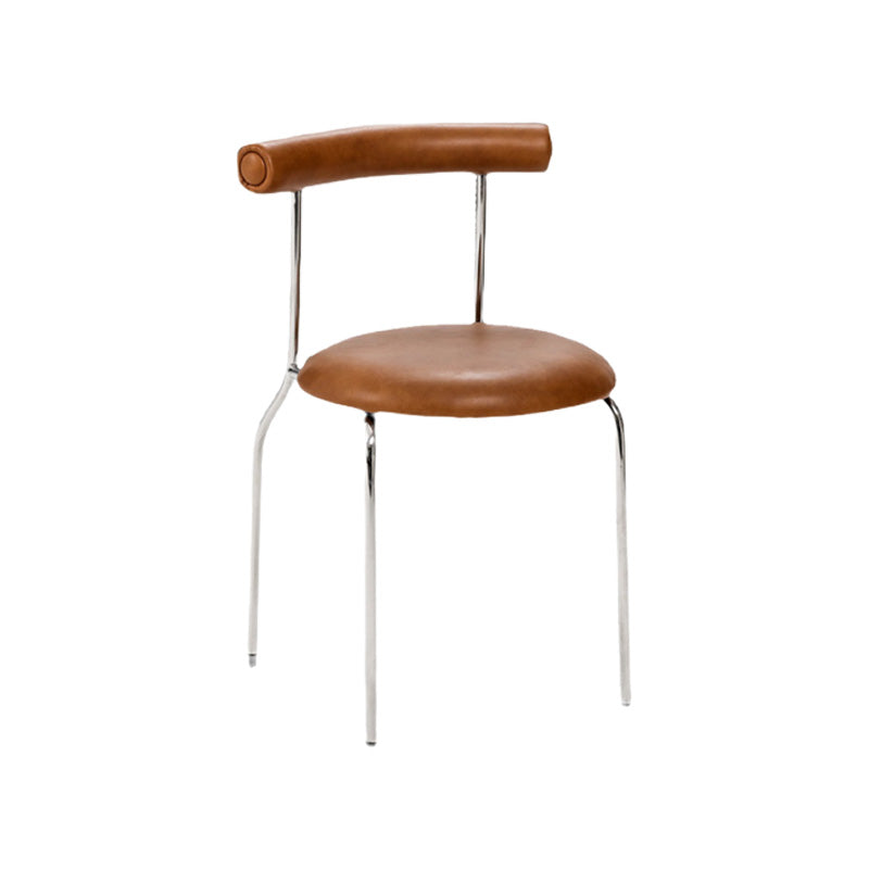 Contemporary PU Leather Side Chair Open Back Stackable Dining Side Chair Brown 1 Piece Clearhalo 'Dining Chairs' 'Dining Tables & Seating' 'dining_chair' 'furn' 'furn_dining_chair' 'Furniture' 'furniture_dining_chair' 'Kitchen & Dining Furniture' 4962828