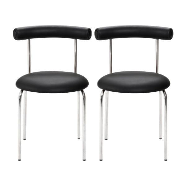 Contemporary PU Leather Side Chair Open Back Stackable Dining Side Chair Black 2 Piece Set Clearhalo 'Dining Chairs' 'Dining Tables & Seating' 'dining_chair' 'furn' 'furn_dining_chair' 'Furniture' 'furniture_dining_chair' 'Kitchen & Dining Furniture' 4962835