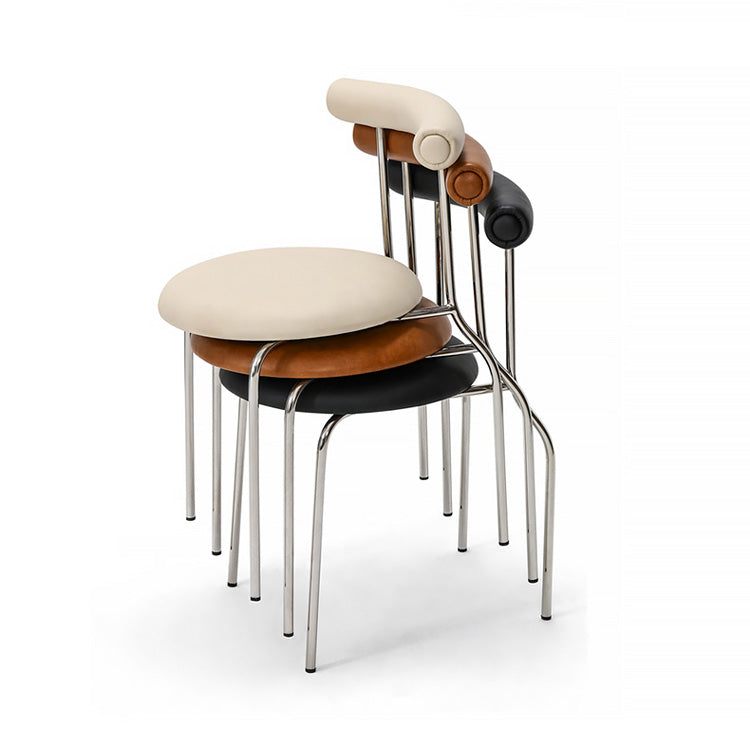 Contemporary PU Leather Side Chair Open Back Stackable Dining Side Chair Clearhalo 'Dining Chairs' 'Dining Tables & Seating' 'dining_chair' 'furn' 'furn_dining_chair' 'Furniture' 'furniture_dining_chair' 'Kitchen & Dining Furniture' 4962836