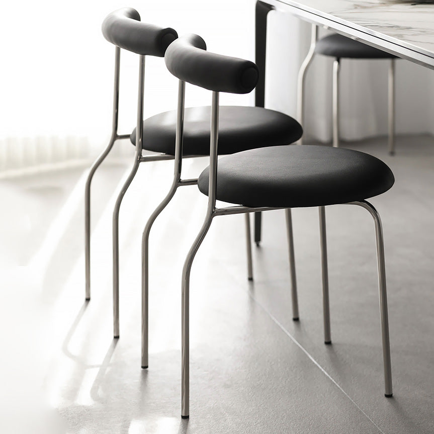 Contemporary PU Leather Side Chair Open Back Stackable Dining Side Chair Clearhalo 'Dining Chairs' 'Dining Tables & Seating' 'dining_chair' 'furn' 'furn_dining_chair' 'Furniture' 'furniture_dining_chair' 'Kitchen & Dining Furniture' 4962840