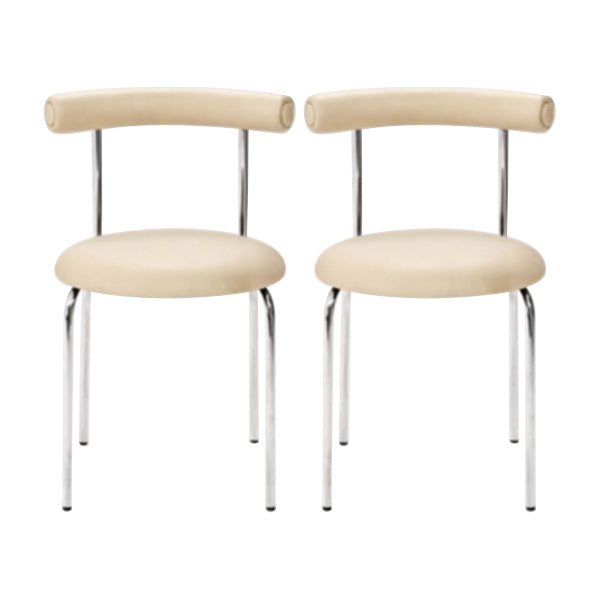 Contemporary PU Leather Side Chair Open Back Stackable Dining Side Chair White 2 Piece Set Clearhalo 'Dining Chairs' 'Dining Tables & Seating' 'dining_chair' 'furn' 'furn_dining_chair' 'Furniture' 'furniture_dining_chair' 'Kitchen & Dining Furniture' 4962841