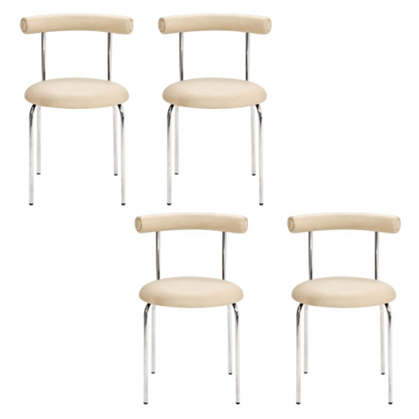 Contemporary PU Leather Side Chair Open Back Stackable Dining Side Chair White 4 Piece Set Clearhalo 'Dining Chairs' 'Dining Tables & Seating' 'dining_chair' 'furn' 'furn_dining_chair' 'Furniture' 'furniture_dining_chair' 'Kitchen & Dining Furniture' 4962843