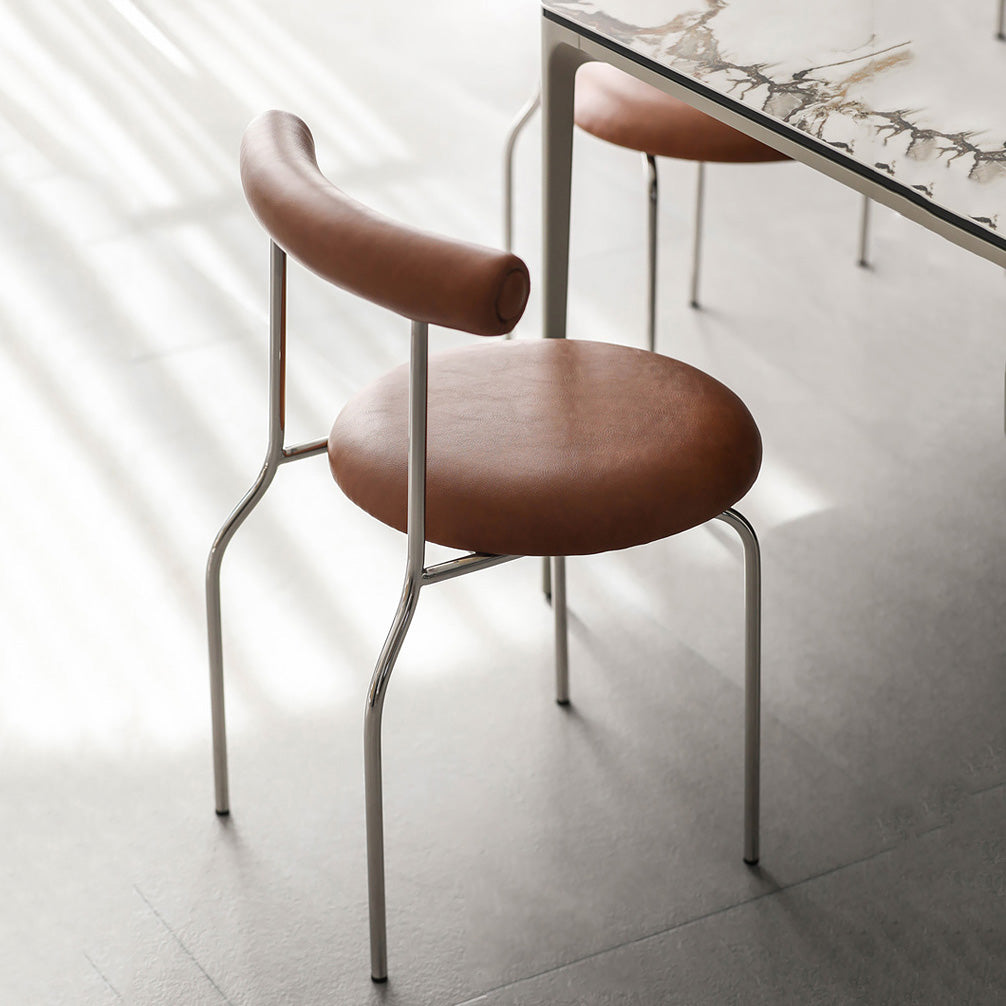 Contemporary PU Leather Side Chair Open Back Stackable Dining Side Chair Clearhalo 'Dining Chairs' 'Dining Tables & Seating' 'dining_chair' 'furn' 'furn_dining_chair' 'Furniture' 'furniture_dining_chair' 'Kitchen & Dining Furniture' 4962845
