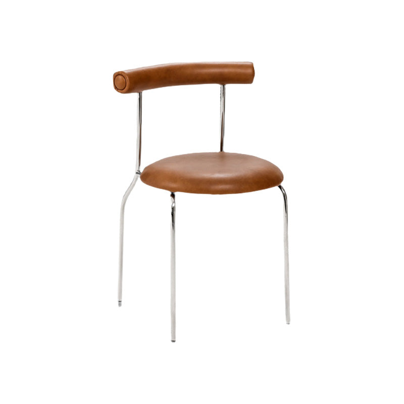 PU Leather Side Chair Modern Style Open Back Stackable Dining Side Chair Brown 1 Piece Clearhalo 'Dining Chairs' 'Dining Tables & Seating' 'dining_chair' 'furn' 'furn_dining_chair' 'Furniture' 'furniture_dining_chair' 'Kitchen & Dining Furniture' 4962849