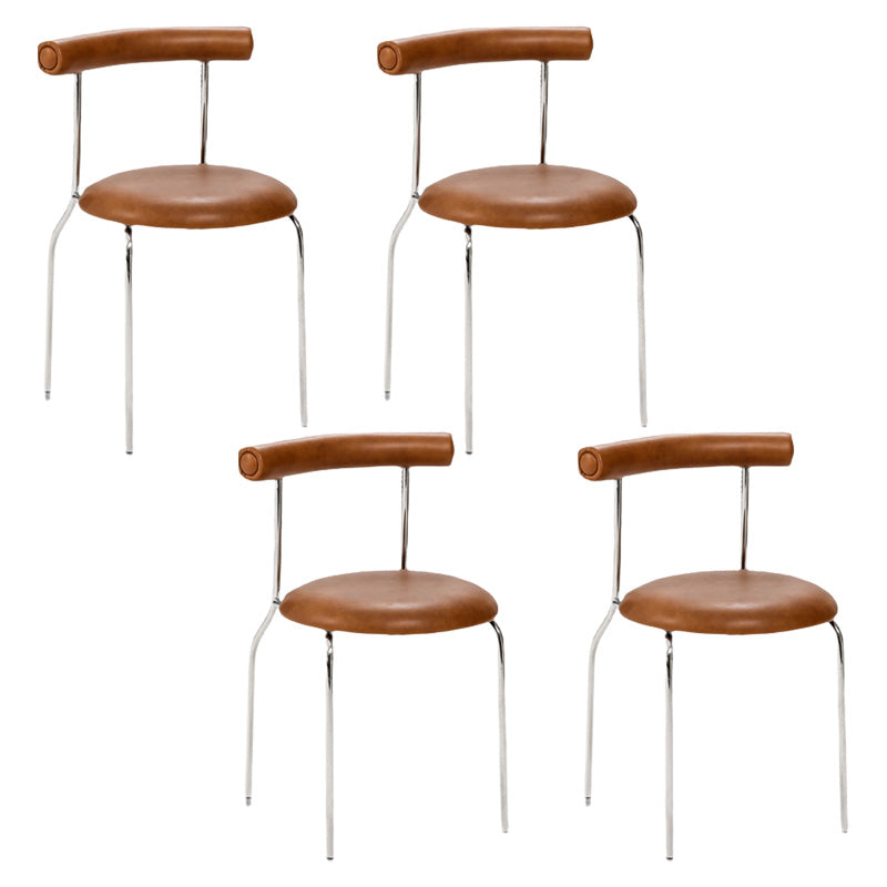PU Leather Side Chair Modern Style Open Back Stackable Dining Side Chair Brown 4 Piece Set Clearhalo 'Dining Chairs' 'Dining Tables & Seating' 'dining_chair' 'furn' 'furn_dining_chair' 'Furniture' 'furniture_dining_chair' 'Kitchen & Dining Furniture' 4962852