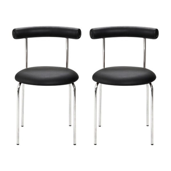 PU Leather Side Chair Modern Style Open Back Stackable Dining Side Chair Black 2 Piece Set Clearhalo 'Dining Chairs' 'Dining Tables & Seating' 'dining_chair' 'furn' 'furn_dining_chair' 'Furniture' 'furniture_dining_chair' 'Kitchen & Dining Furniture' 4962856