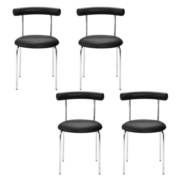 PU Leather Side Chair Modern Style Open Back Stackable Dining Side Chair Black 4 Piece Set Clearhalo 'Dining Chairs' 'Dining Tables & Seating' 'dining_chair' 'furn' 'furn_dining_chair' 'Furniture' 'furniture_dining_chair' 'Kitchen & Dining Furniture' 4962858