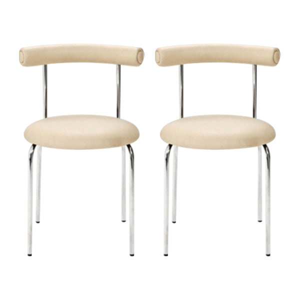 PU Leather Side Chair Modern Style Open Back Stackable Dining Side Chair White 2 Piece Set Clearhalo 'Dining Chairs' 'Dining Tables & Seating' 'dining_chair' 'furn' 'furn_dining_chair' 'Furniture' 'furniture_dining_chair' 'Kitchen & Dining Furniture' 4962862